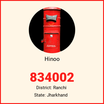 Hinoo pin code, district Ranchi in Jharkhand